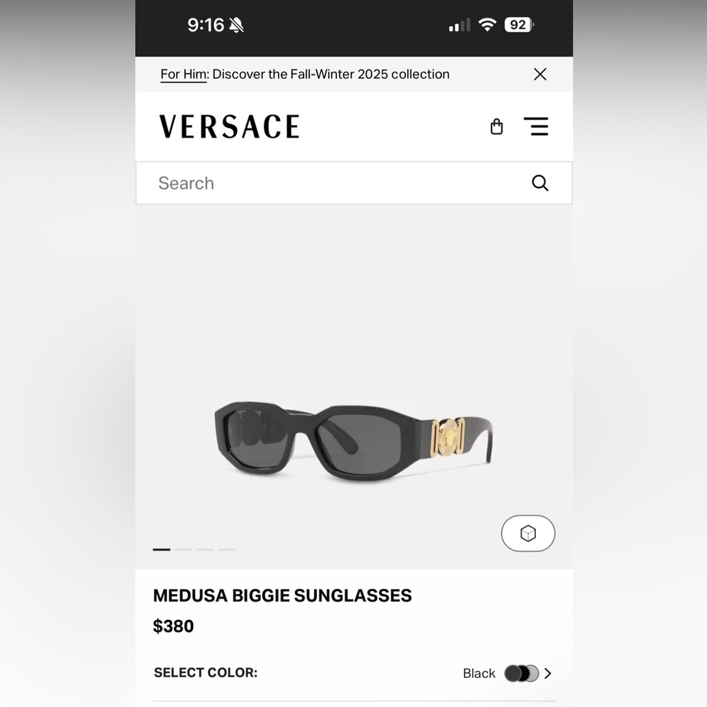 EUC Versace Medusa Biggie Black Sunglasses Retail $380 with Case and Box - Picture 8 of 8